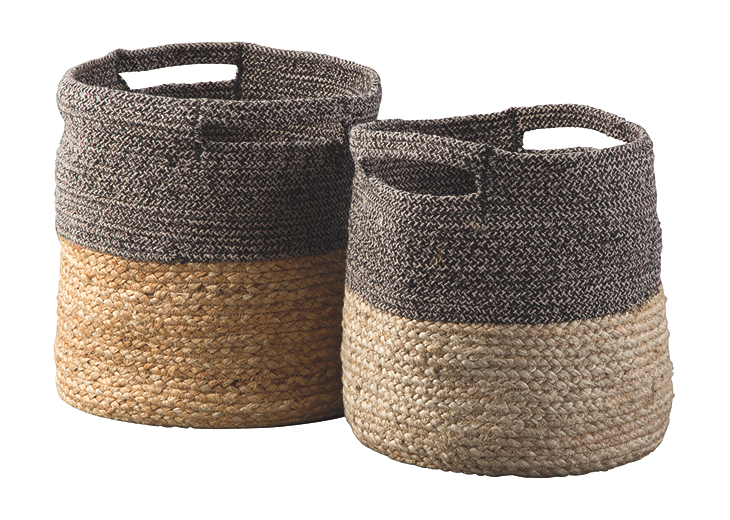 Parrish Natural/Black Basket (Set of 2) (A2000095-SI) - InspireLiving