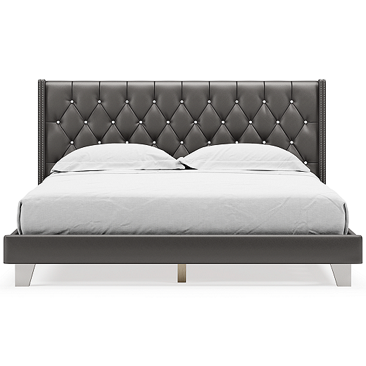 Vintasso Upholstered Bed - Metallic Gray (B089-SI) - InspireLiving