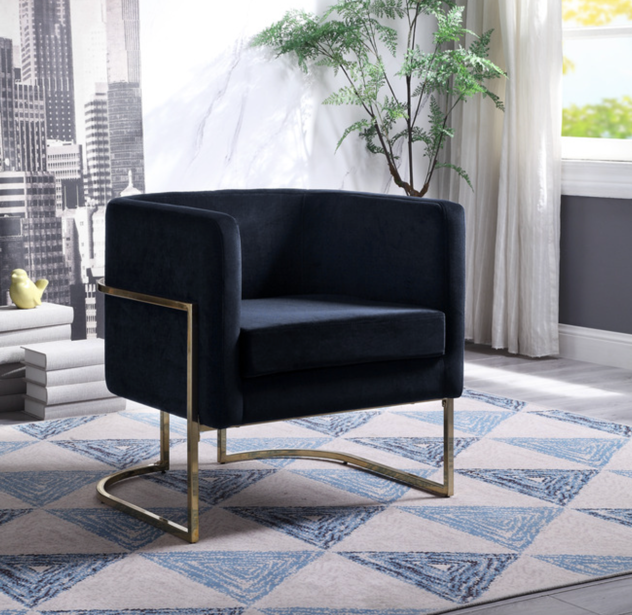 Black Velvet Accent Chair