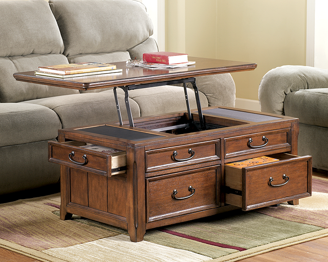 Lift top coffee table deals dark wood