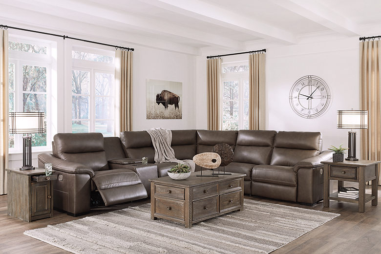 Real leather deals reclining sectional